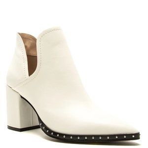 Elegant White Ankle Boots with Studded Detail